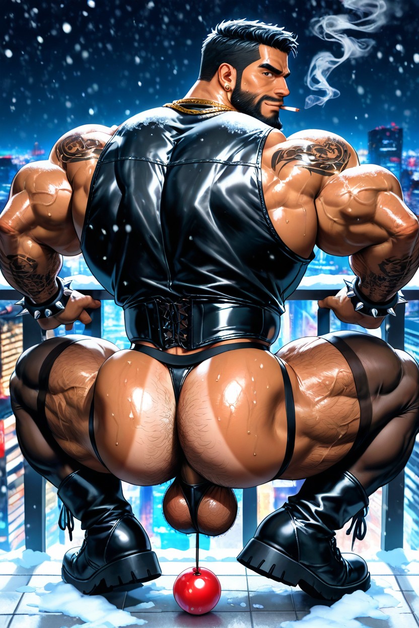 Thong, Long Strong Neck, Hairy Legs AI Gay Porn