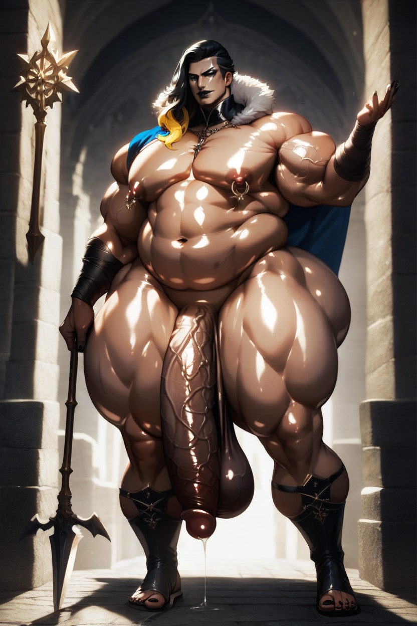 Dark Makeup, Hyper Precum, Medieval Fantasy Robes AI Gay Porn