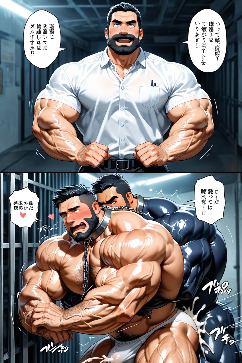 Man Only Wearing Normal White Underwear, Side View, Male Only AI Gay Porn