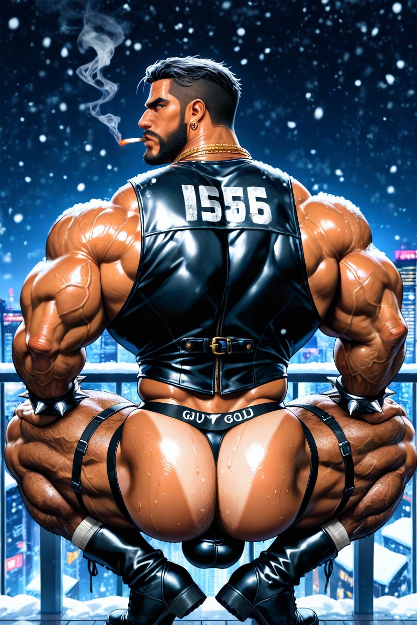 Ball Stretchers, Sleeveless T-shirt, Military Boots AI Gay Porn