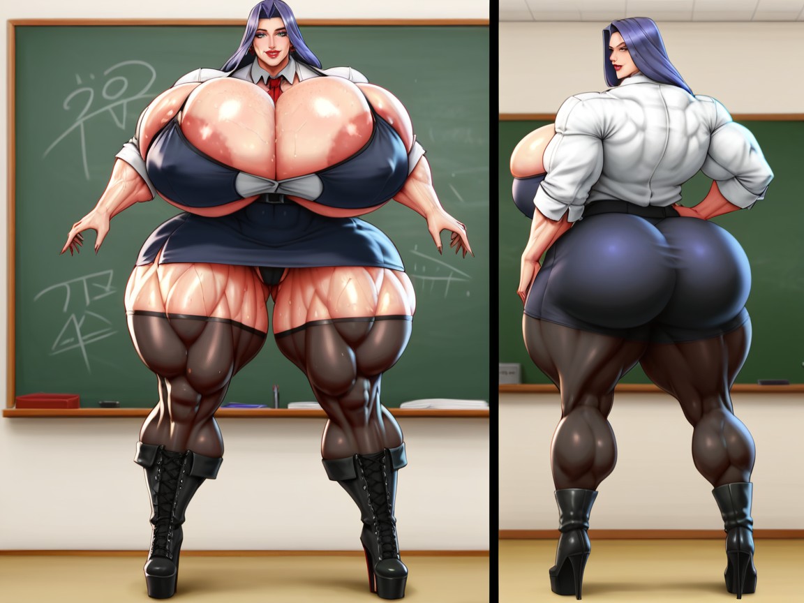 Hyper Gigic Ass, Extremely Bottom Heavy, Bodybuilder AI Porn