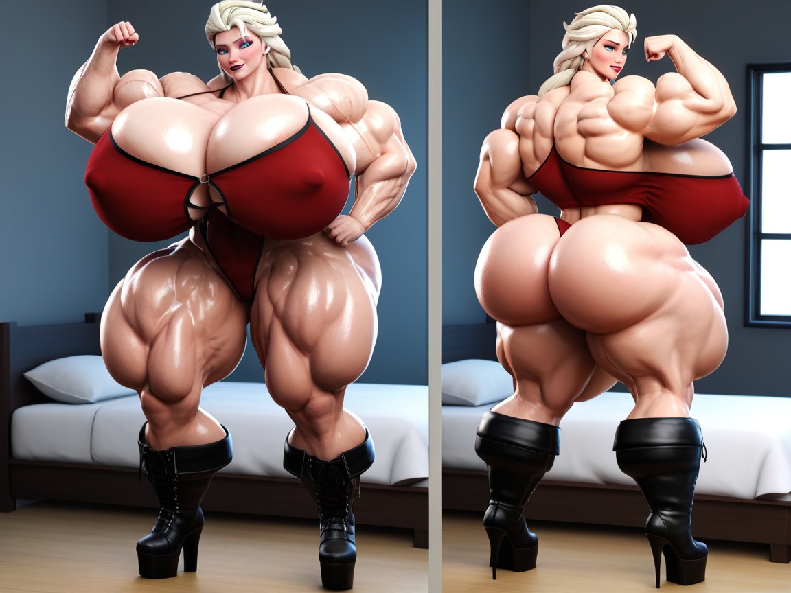 Enourmously Huge Ass, Gigic Biceps, Gluteal Sulcus Porno IA