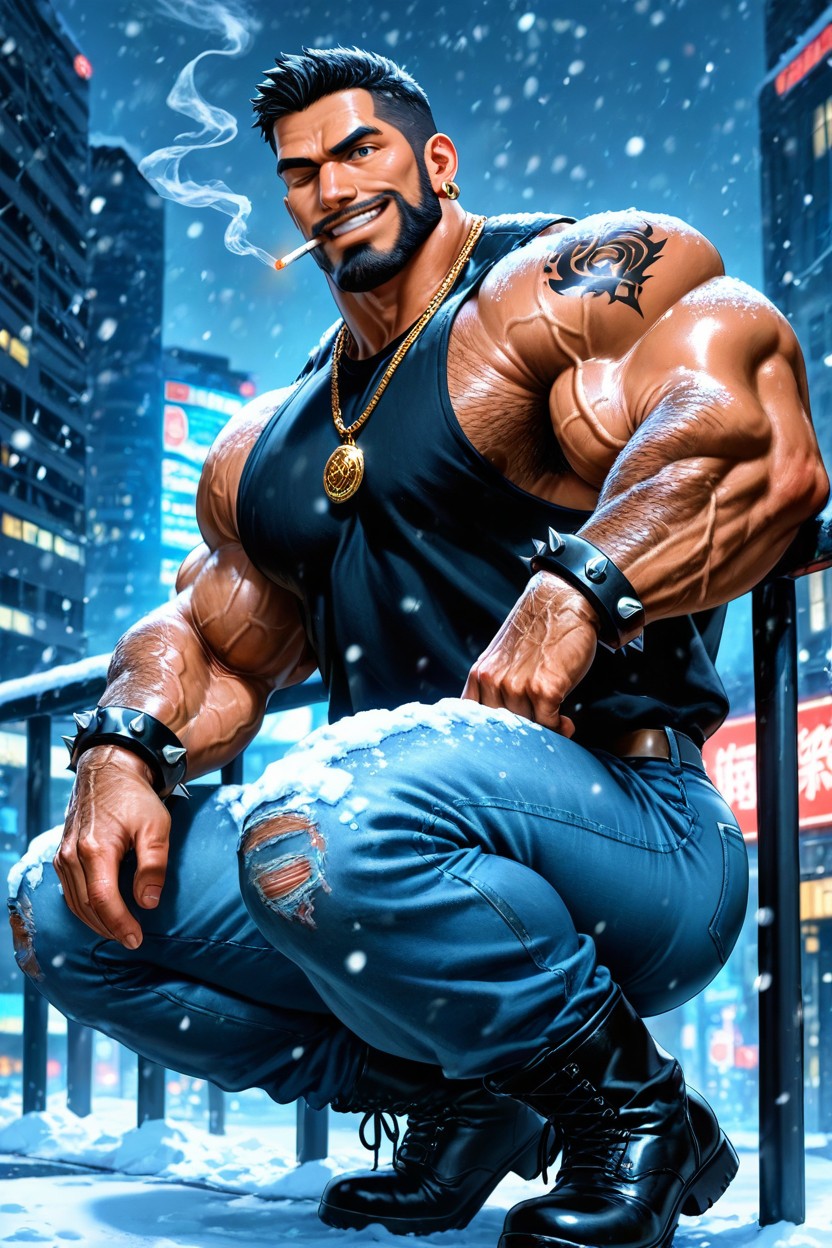 Abrigo De Piel, High Definition, Tattoos Porno gay IA