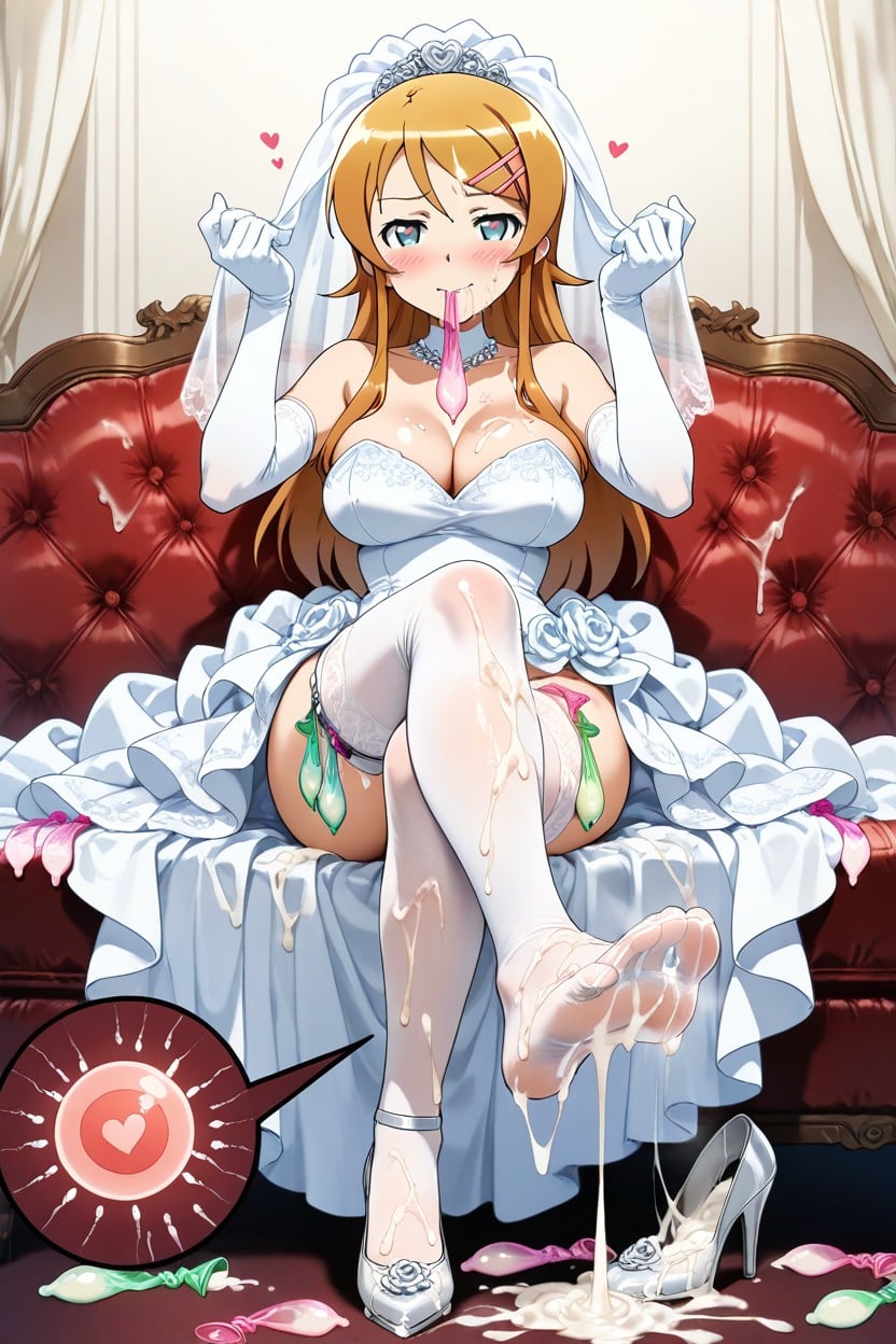 Excessive Cum, Holding A Used Condom In Hands, Foot Stepping Into Semen Soaked High Heels Hentai AI Porn