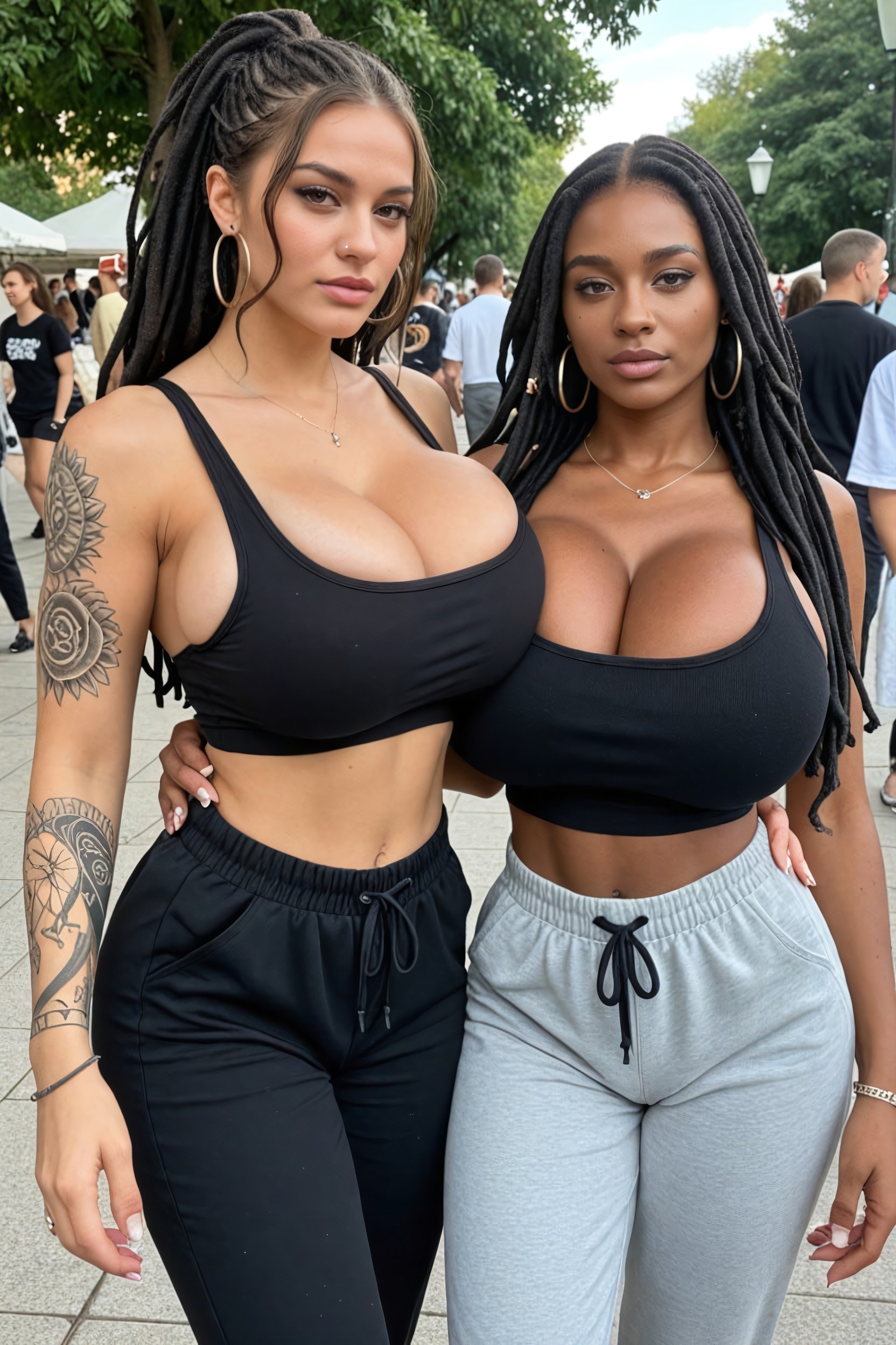 Many People Around, Outdoors, Large Ass AI Porn