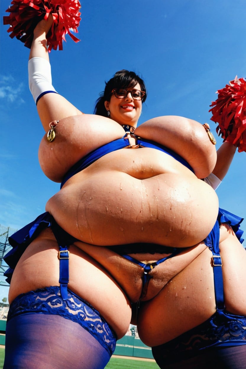 Garter Belts, Decorated Nipple Ring Piercing, Thick Glossy Lips BBW AI Porn