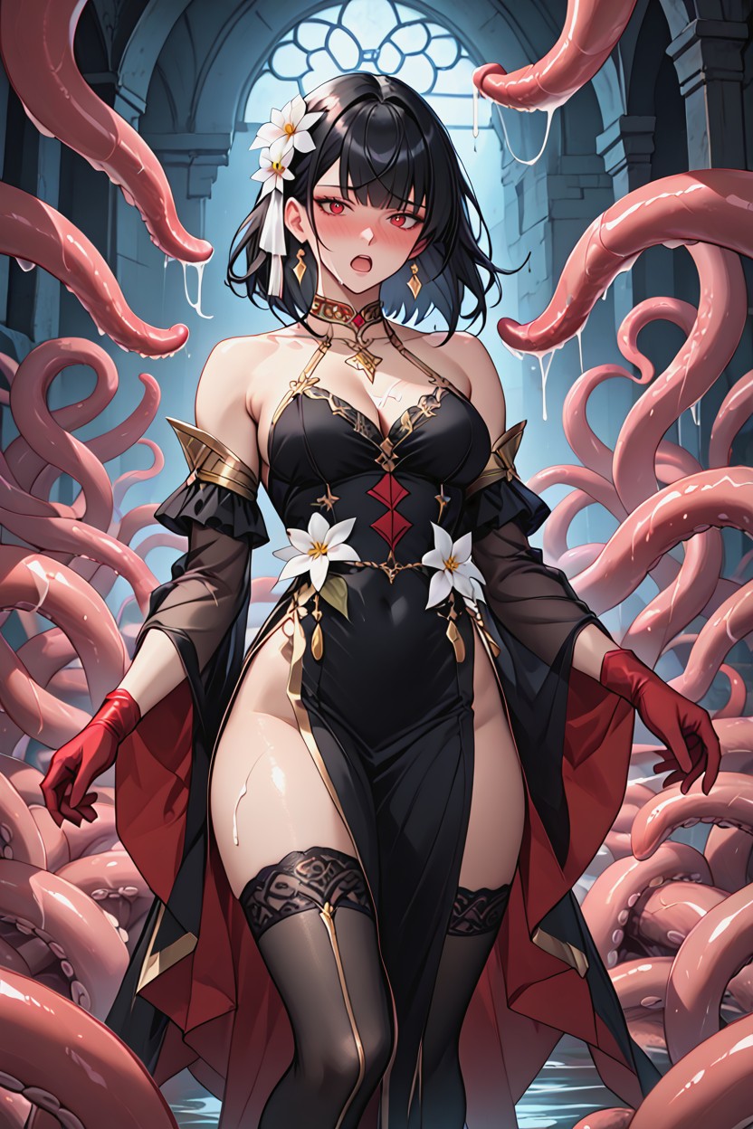 Tentacles In Hands, Starry Night, Bedroom Eyes Hentai AI Porn