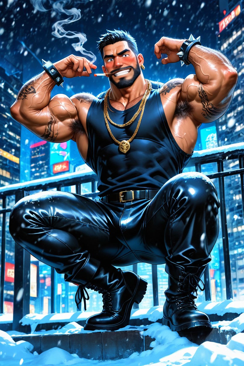 Sleeveless T-shirt, Volumetric, Hairy Armpits AI Gay Porn