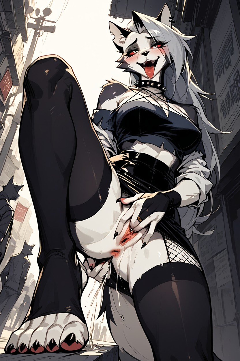 Clothes Lifted, Female Body, Tongue Out Furry AI Porn