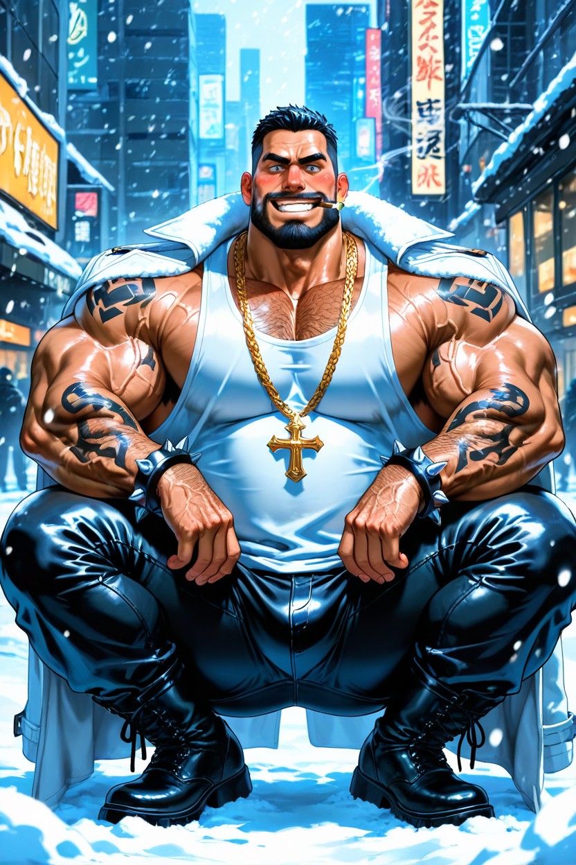 Big Earrings, Square Jaw, Thick AI Gay Porn