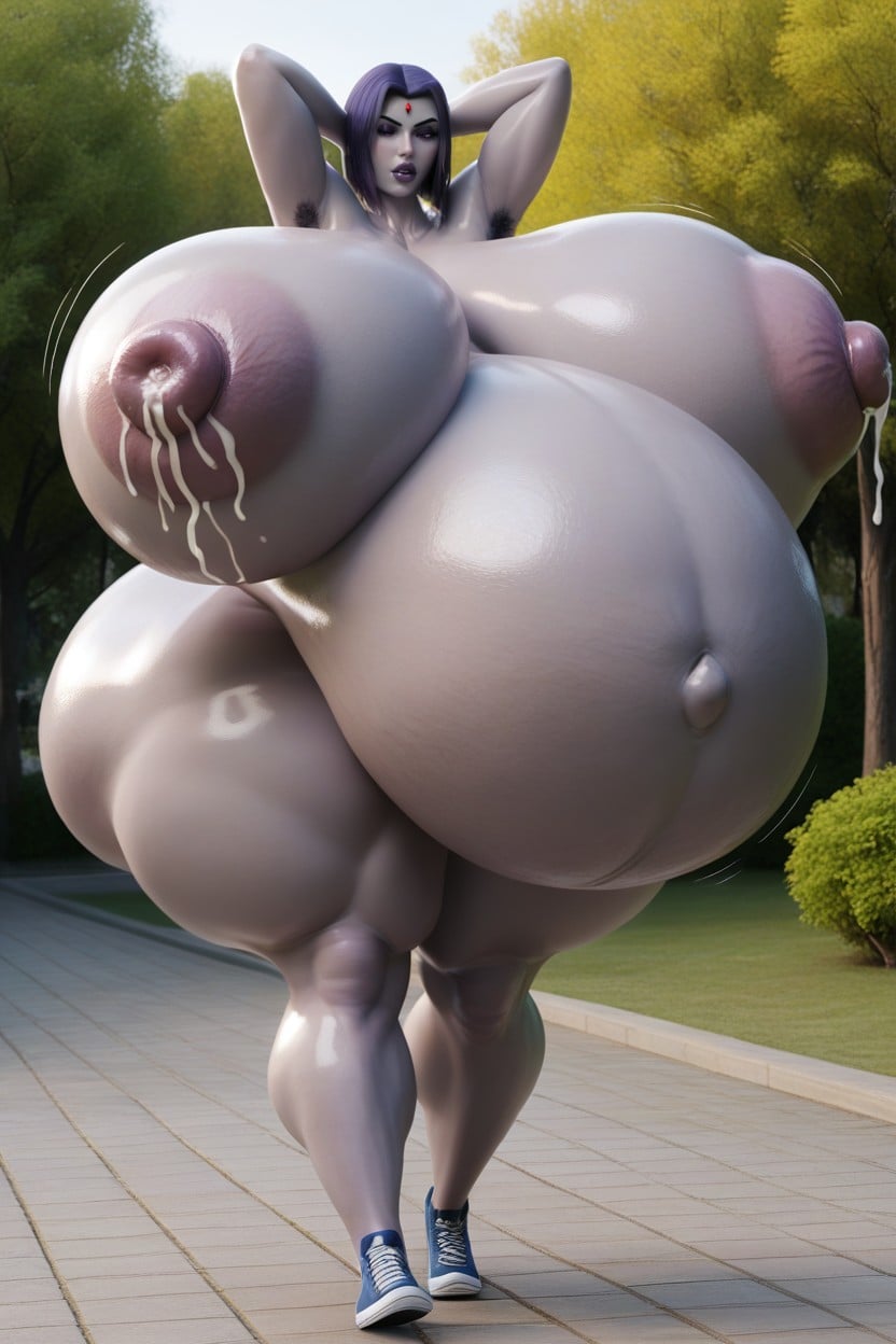 Seductive Walking, Naked, Raven From Titans AI Porn