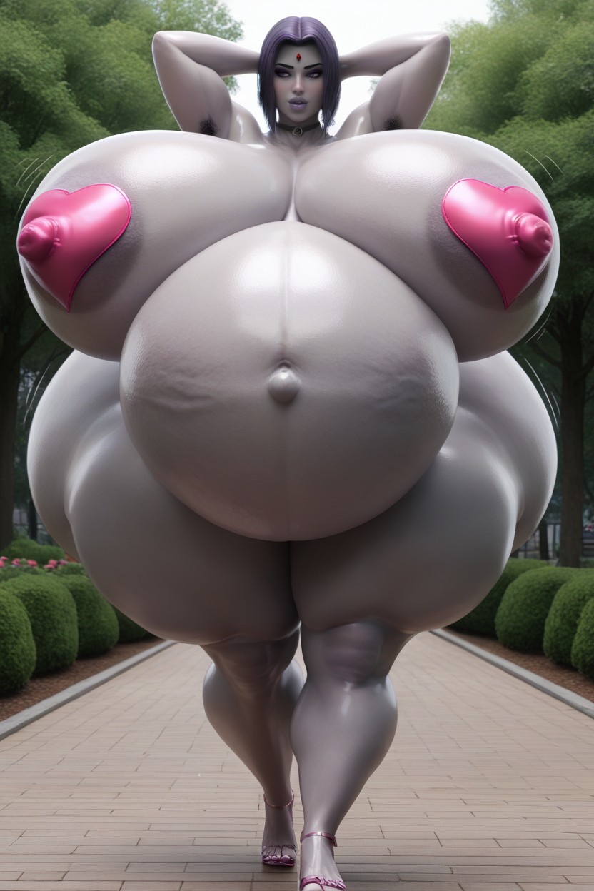 Gigantic Puffy Nipples, Navel Exposed, Walking Porno IA