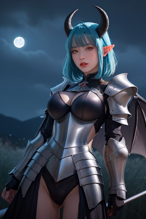 Big Demon Wings, Full Plate Armor, Elf Ears AI Porn