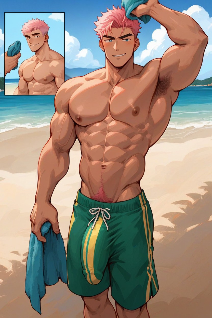 Drying Up, Big Bulge, High Detailed AI Gay Porn