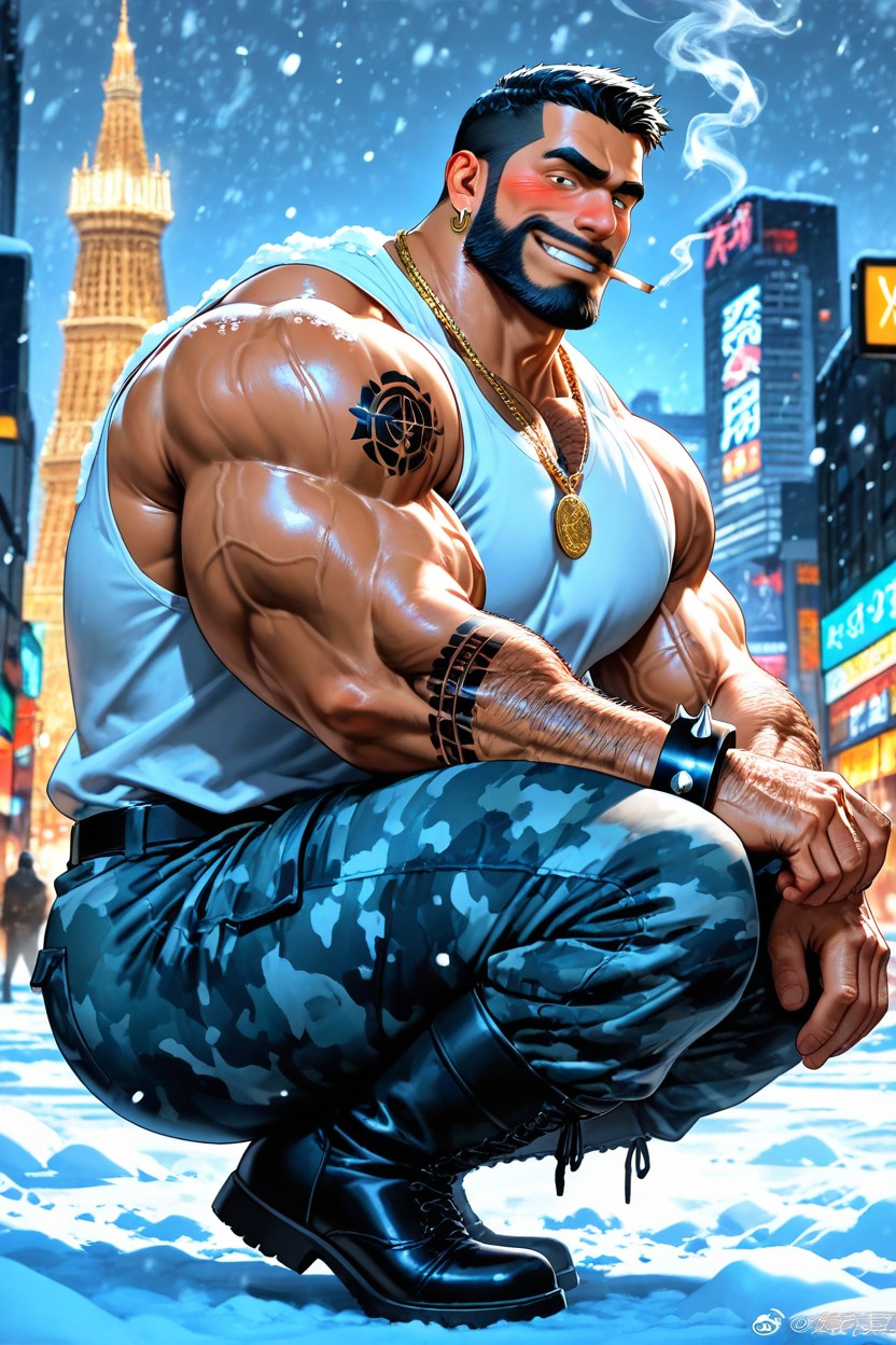 Big Lats, Bodybuilder, Huge Muscular Ass AI Gay Porn
