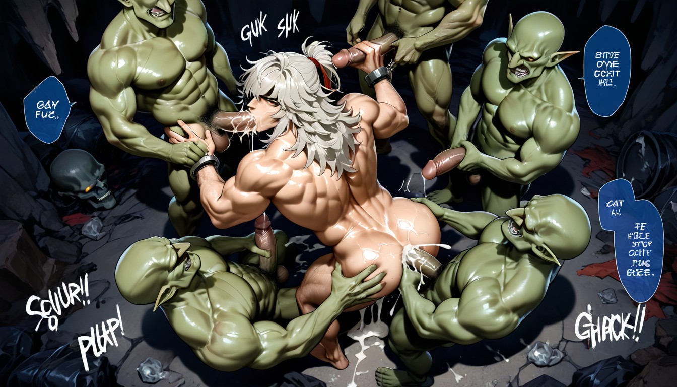 Goblins Fucking A Man, Cum In Ass, One Guy Gets Fucked By Several Muscular Goblins AI Gay Porn