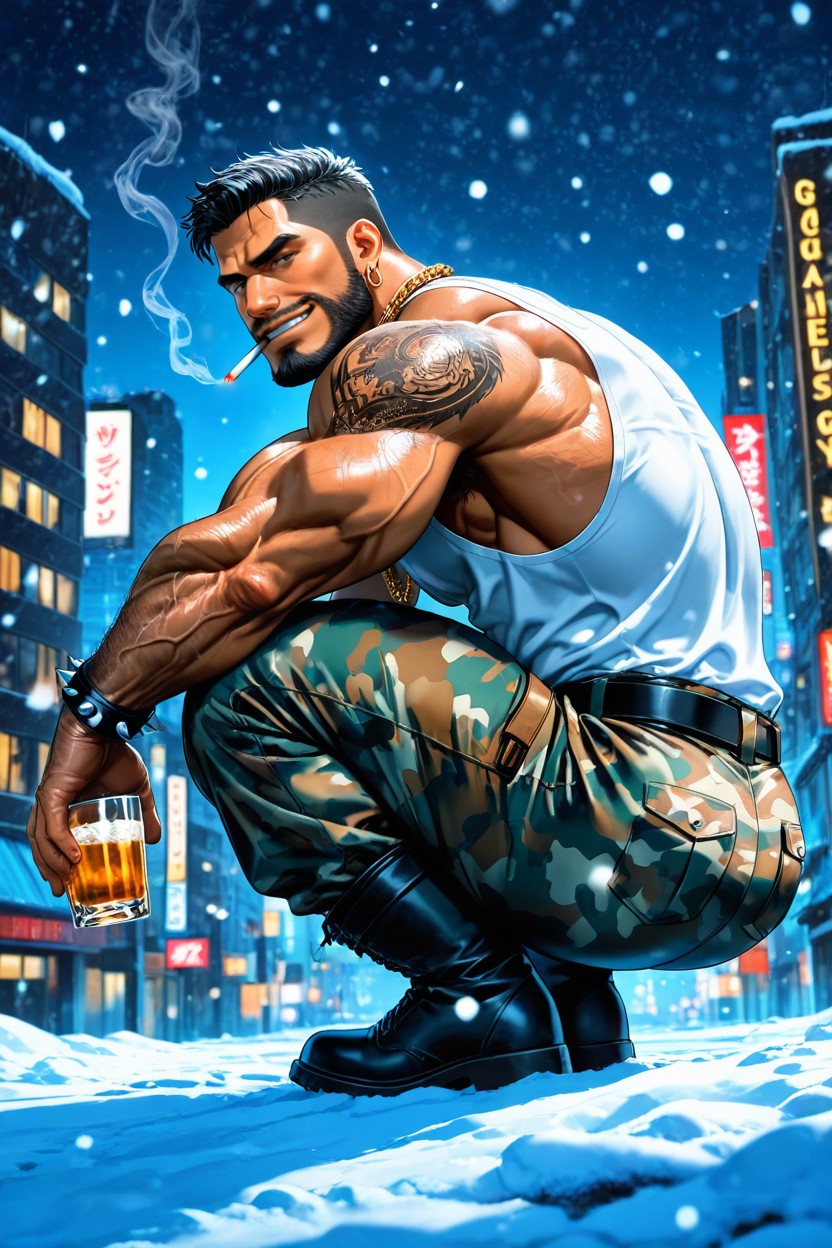 Looking At Viewer, Bodybuilder, Modern City AI Gay Porn