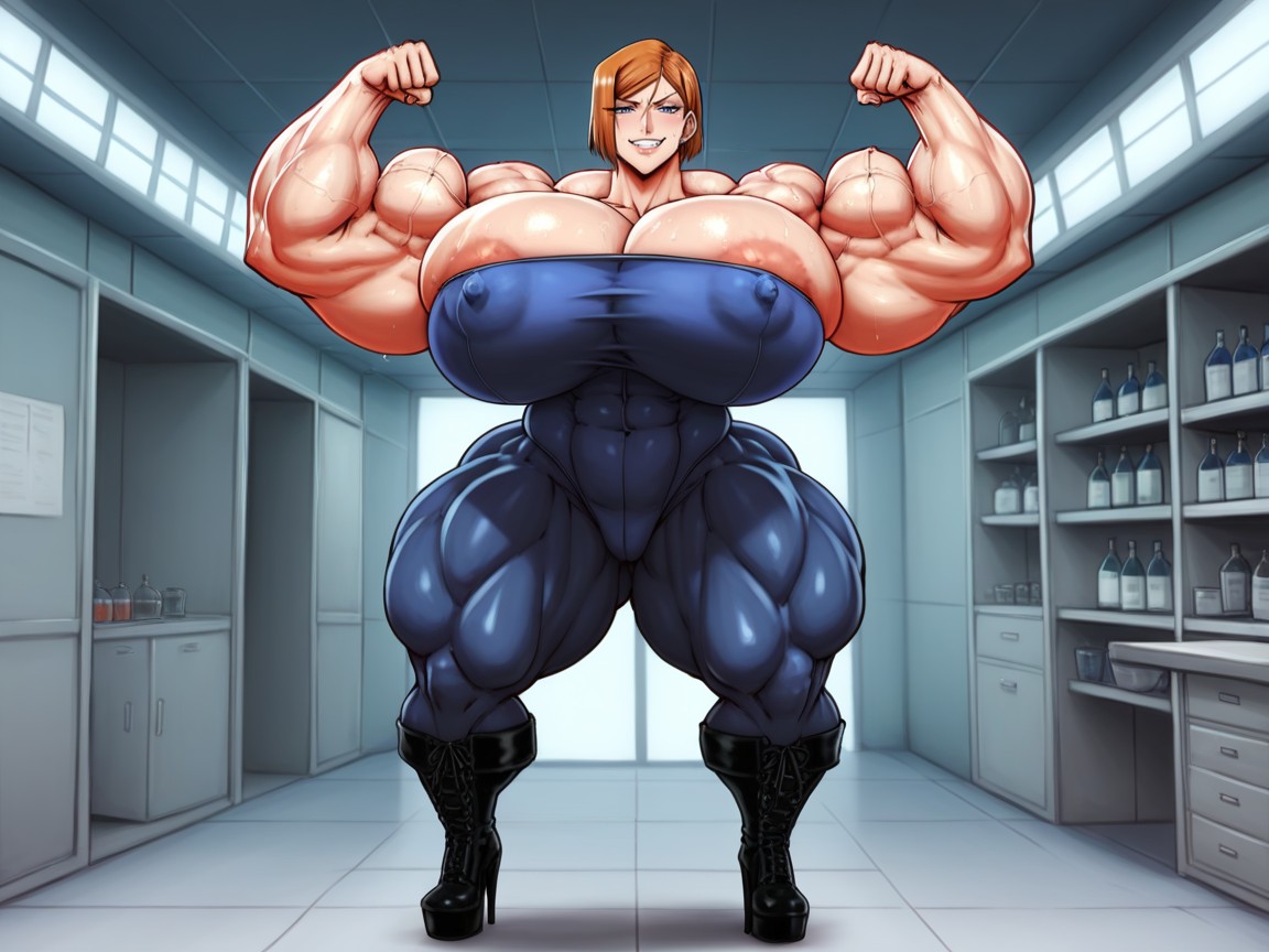 Looking At Viewer, Female Breasts, Bodybuilder AI Porn
