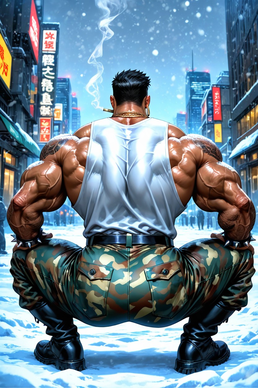 Long Black Beard, Squatting, Dawn AI Gay Porn