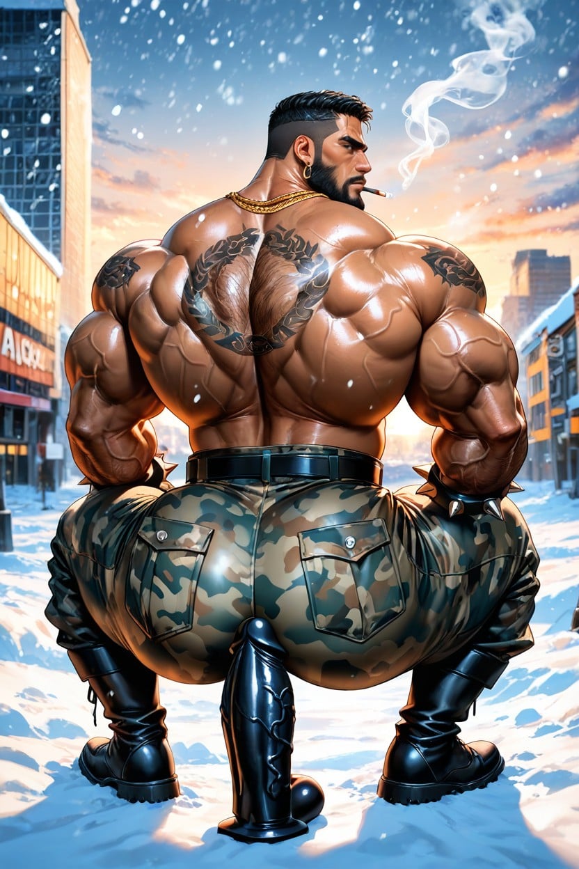 Veiny Muscles, Detailed Realistic Image, Big Adam's Apple AI Gay Porn
