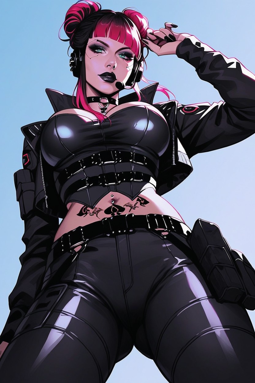Bangs, Egirl, Crop Top Jacket AI Porn