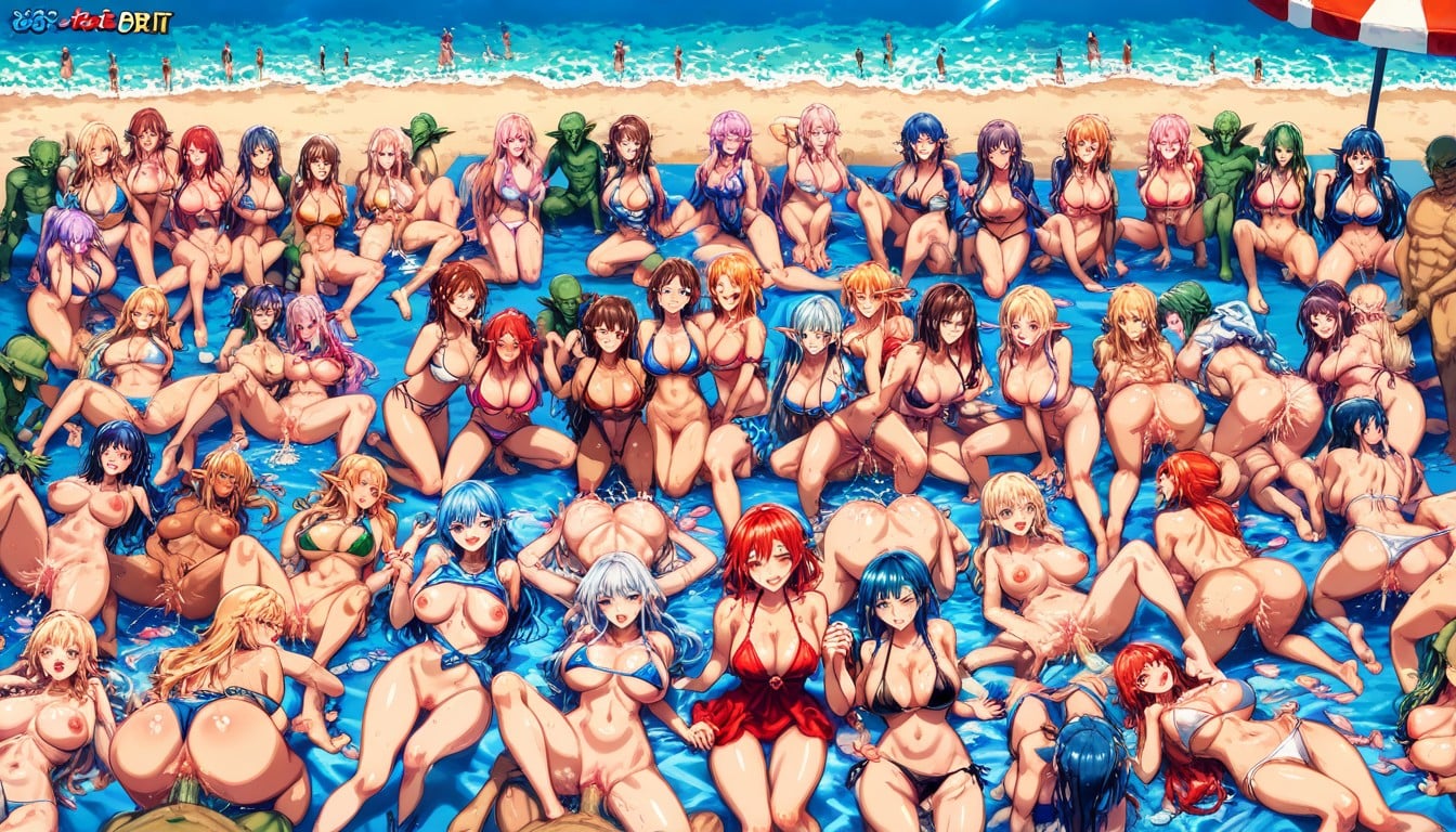 Title Game -bit Game Screen, Half Of Womens Height, Beach Orgy AI Porn