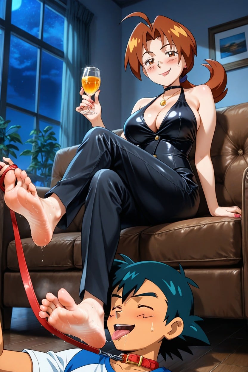 She Laughs Out Loud, Very Detailed Image, Delia Ketchum From Pokèmon Hentai AI Porn
