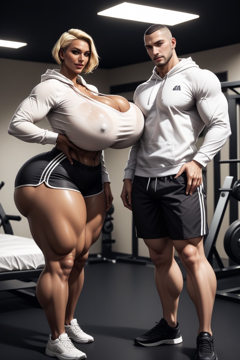 Side View, Cotton Shorts, Gym AI Porn