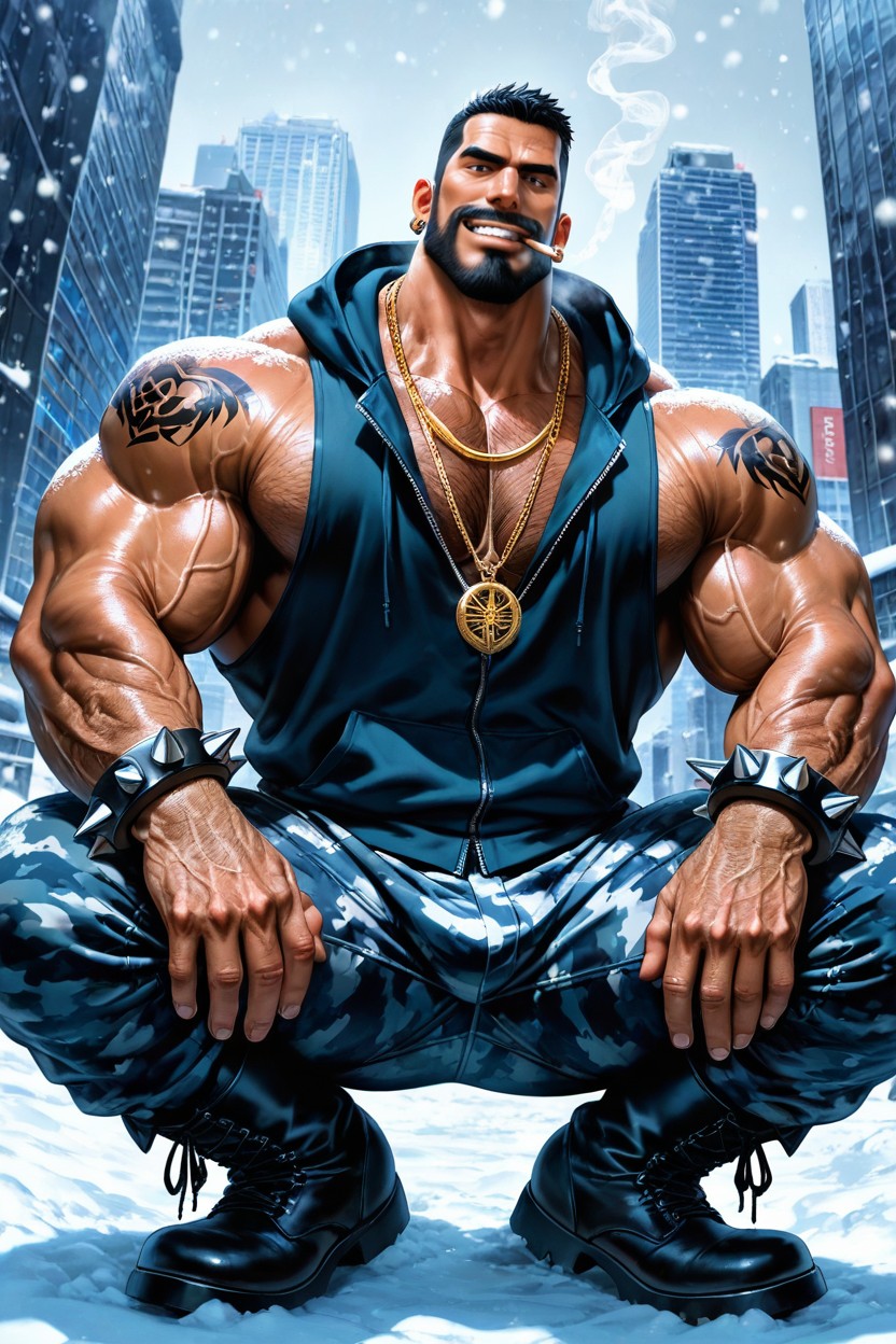 Big Veins, High Definition, Several Big Gold Necklaces AI Gay Porn