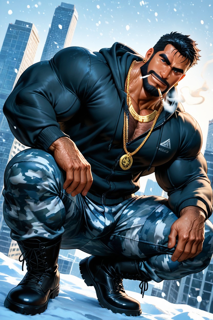 Long Sleeves, Smoking, Veiny Muscles AI Gay Porn