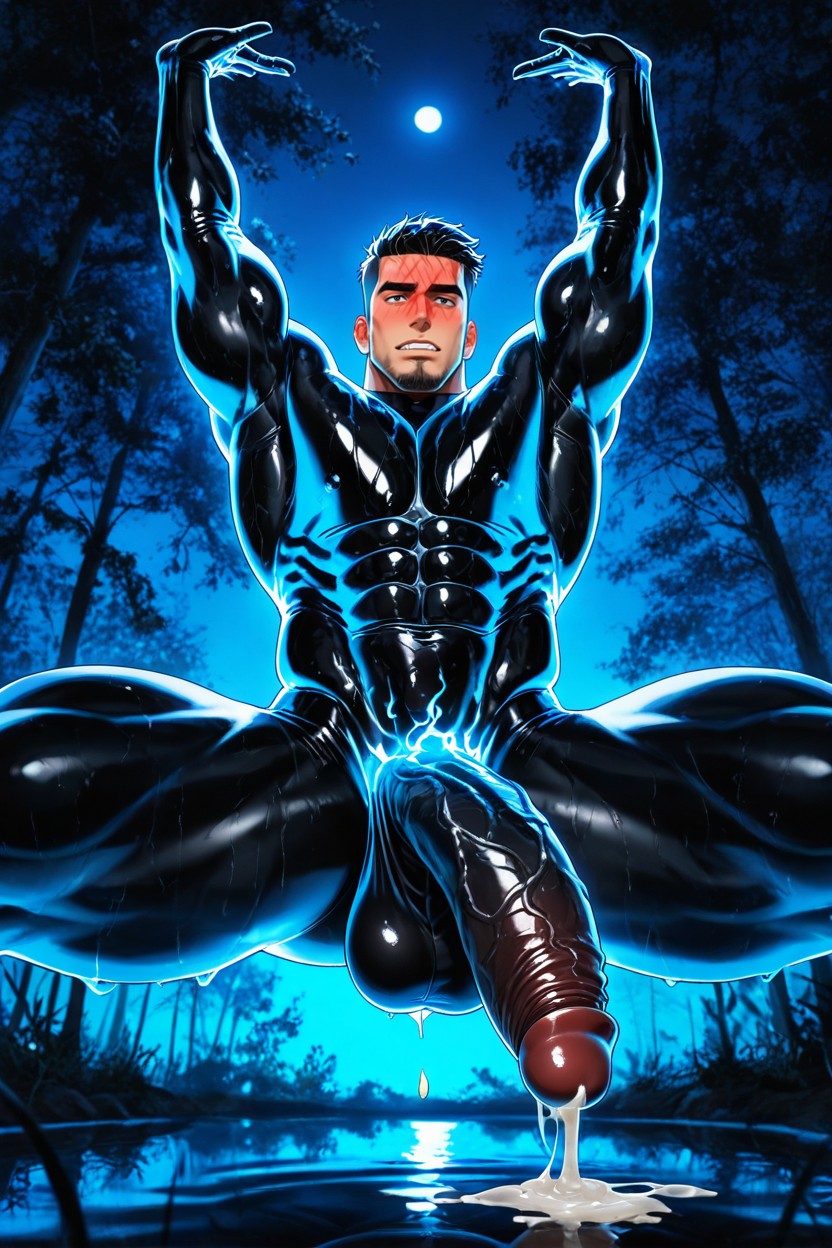 Side View, Excited, Penis Bigger Than Body AI Gay Porn