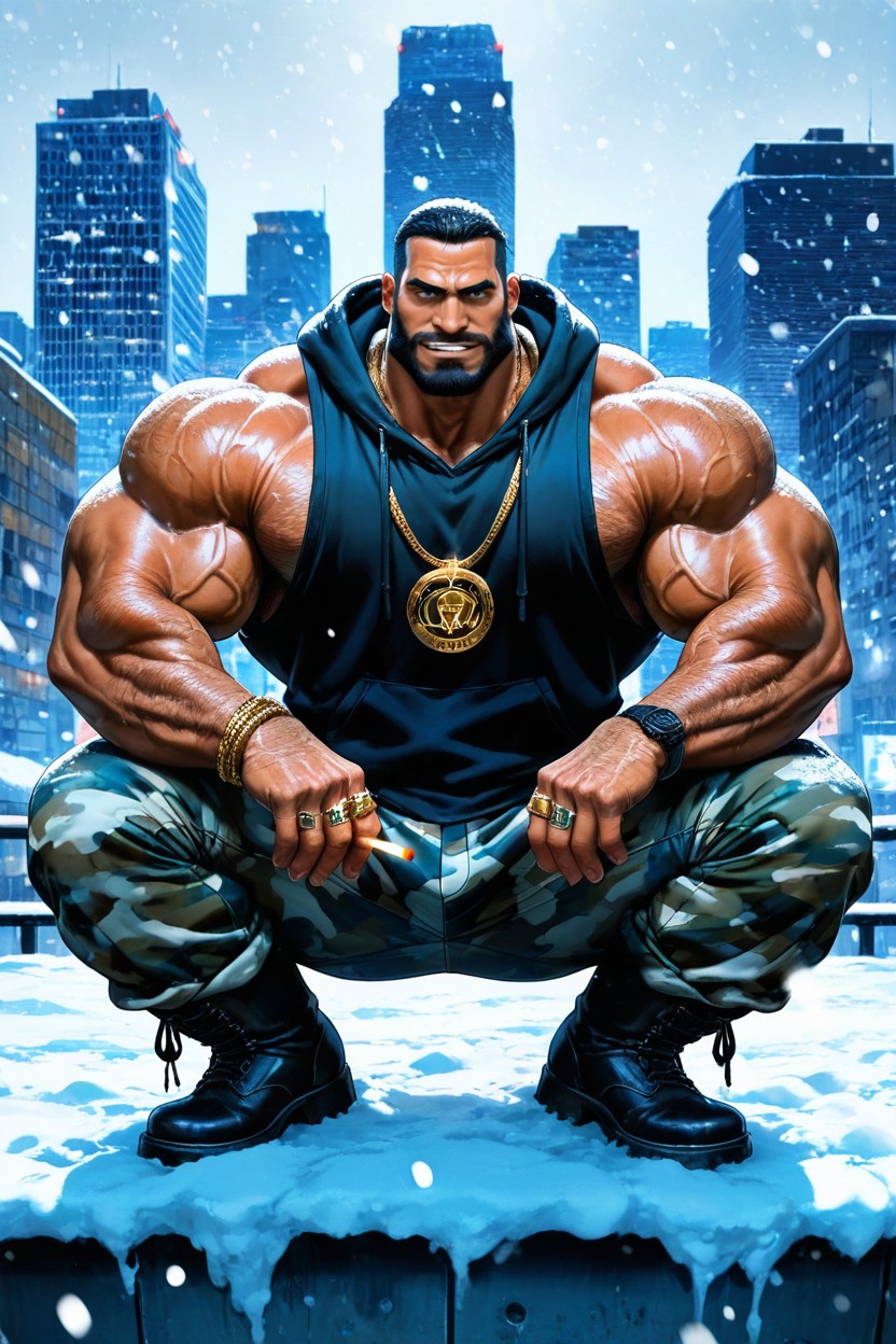 Neck Wider Than Face, Military Boots, Huge Muscles AI Gay Porn