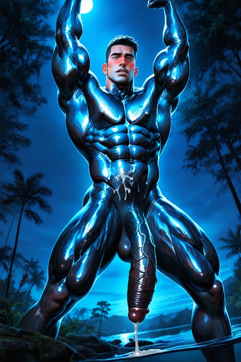 Muscular Figure, Gigantic Penis, Clean Shaven Body AI Gay Porn