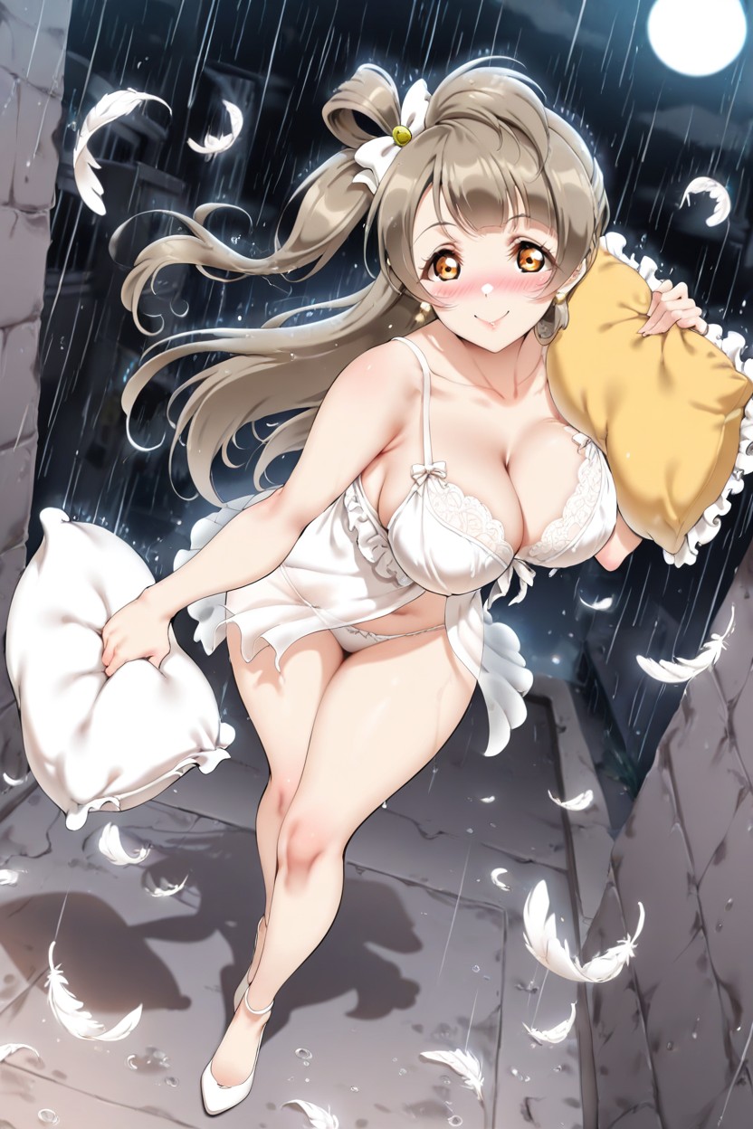 Pillow Fight, Thick Thigh, Looking At Viewer Hentai AI Porn