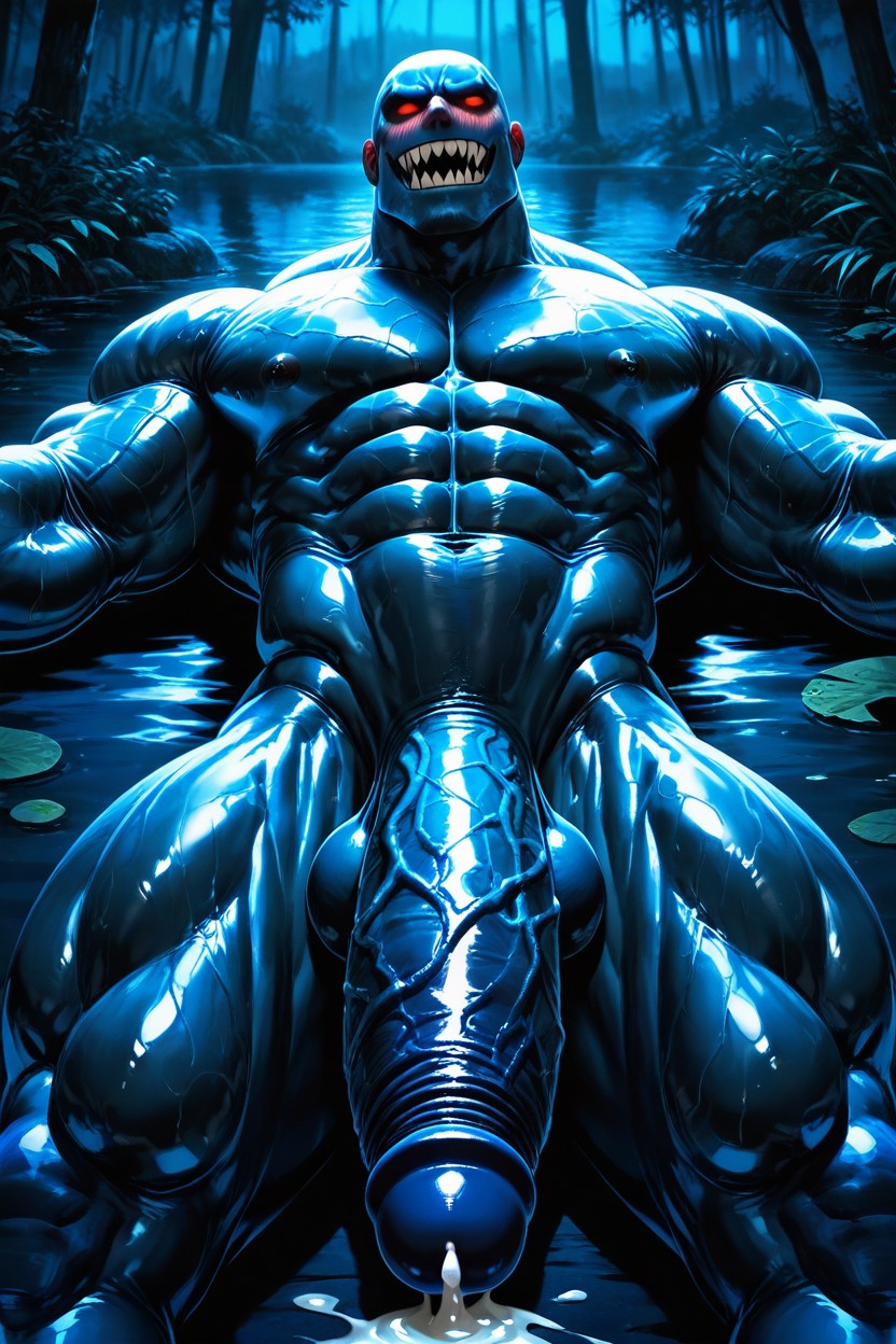 Bottom Up, Massive Cum Load, Iridescent Skin AI Gay Porn