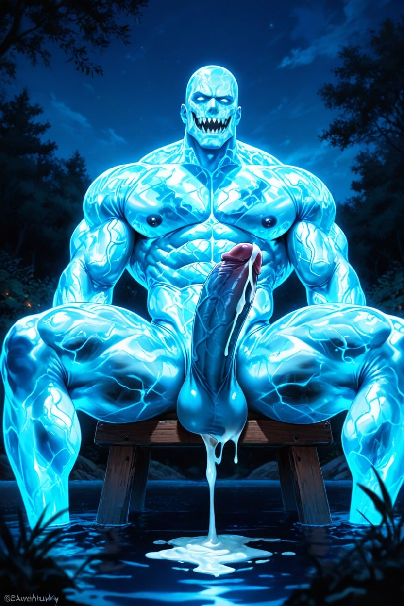 Muscular Body Figure, Translucent White Cum, Male Only AI Gay Porn