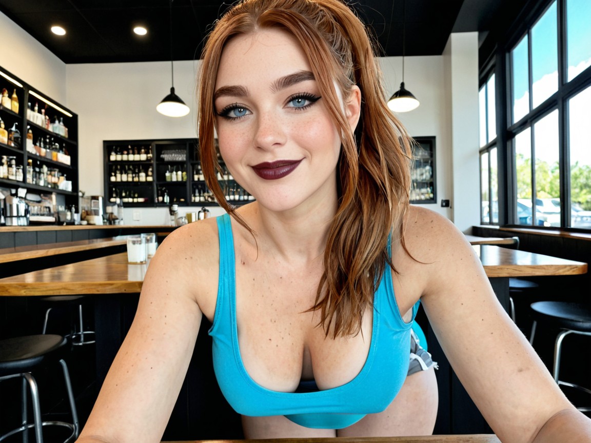 Ultra Wide Hips, Blushing, Shapely Lips AI Porn