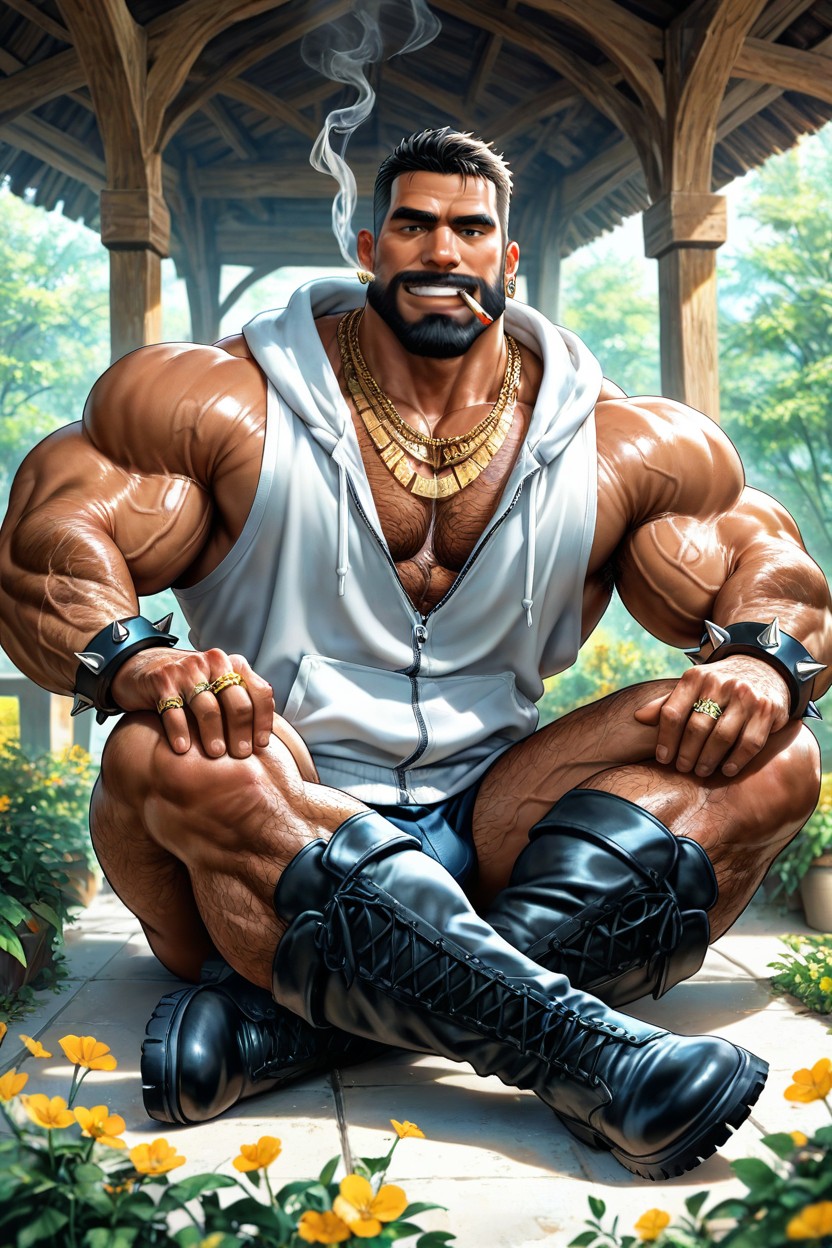 Volumetric, Handsome, Hyper Muscular Body AI Gay Porn