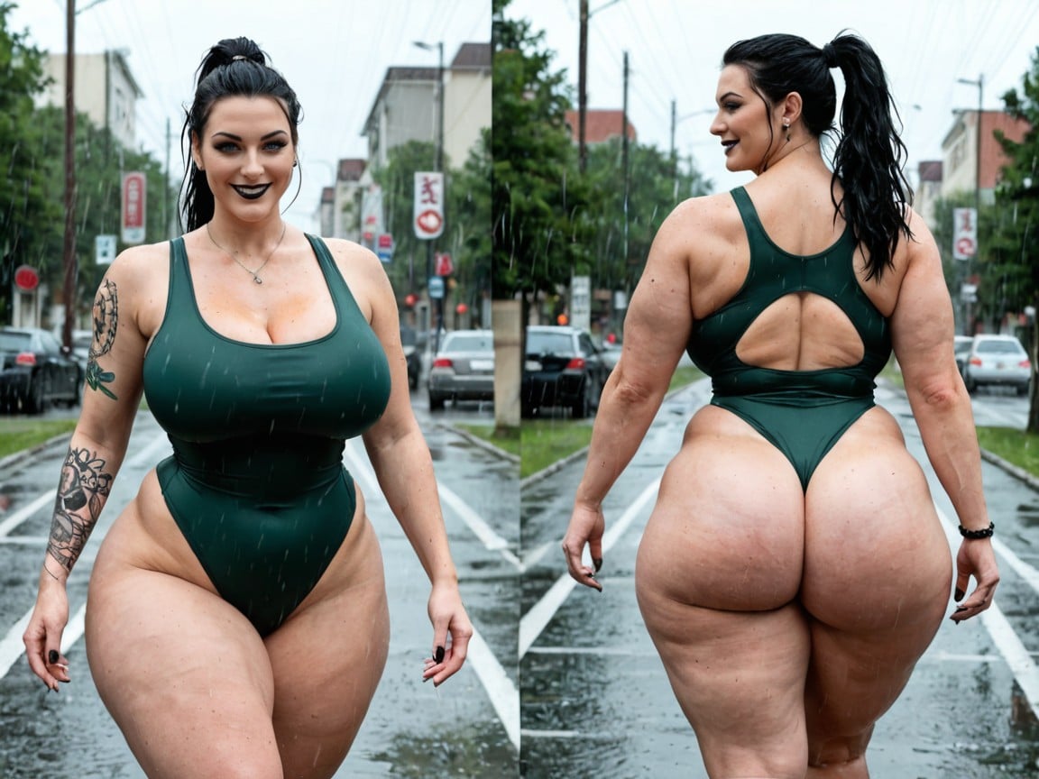 Ponytail, Goth, Massive Hips AI Porn