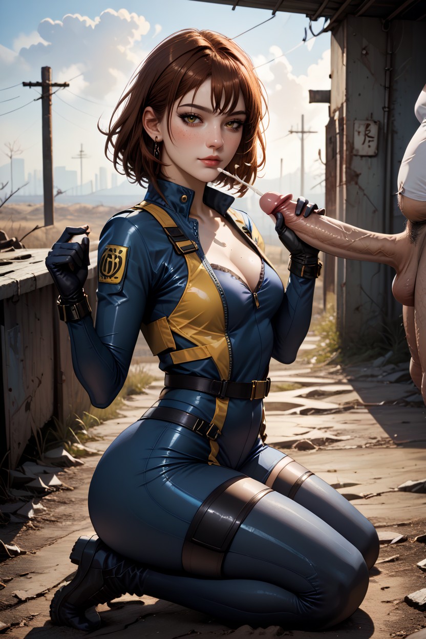 Skinny, Seductively, Kneeling AI Porn