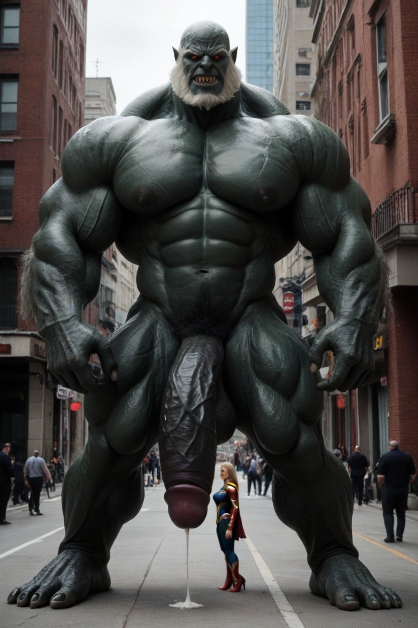 Hyper-giant Black Cock Thicker Than A Monster's Arm, Cuerpo Completo, Overflowing Semen Porno IA