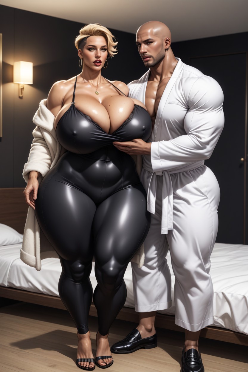 White Man, Bathrobe, Older American Mature Milf AI Porn