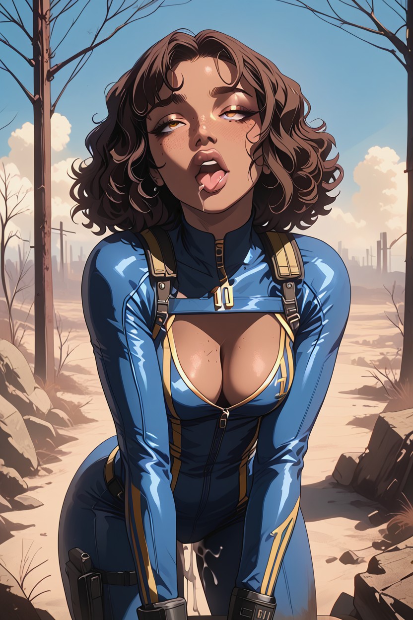 Cleavage, Tanned Skin, Small Breasts AI Porn
