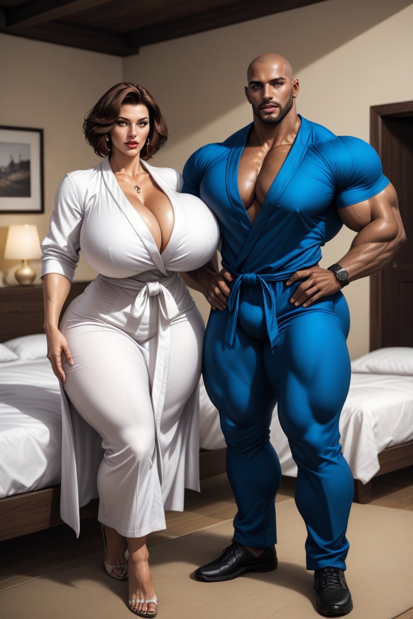 Form Fitting Clothes, Bedroom, Perfect Shapely Thick Figure AI Porn