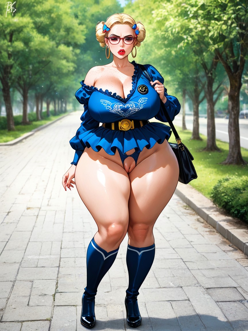 Heart Hair Clips In Hair, Fat Squishy Thighs, Glasses Hentai AI Porn