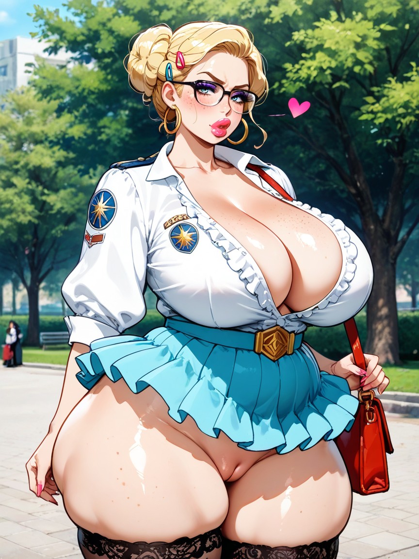 High Definition Face, In A Park From The S, Ruffled Trim Hentai AI Porn