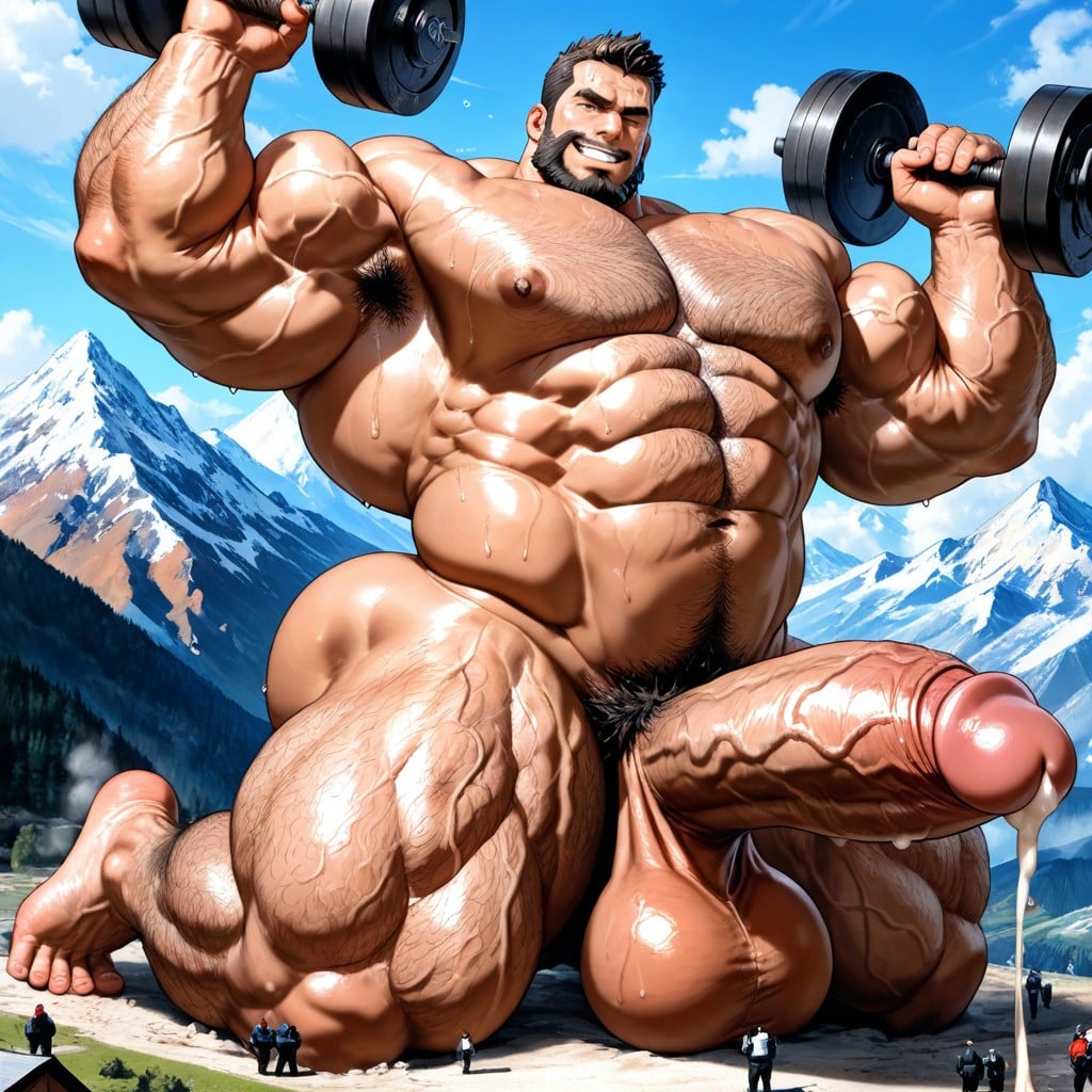 Pubic Hair, Big Hyper Massive Muscular Chest, Extremely Large Ass AI Gay Porn