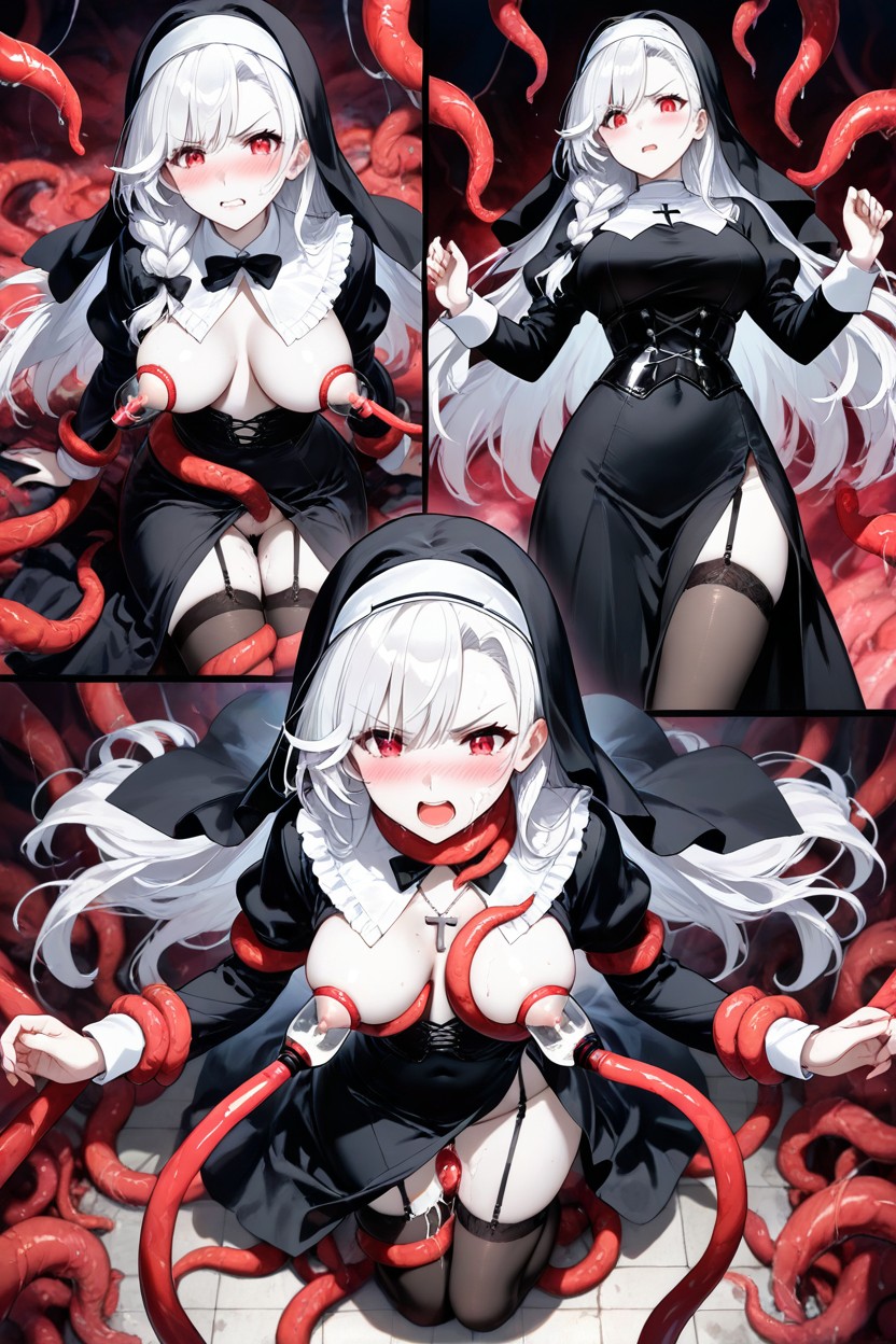 Anime Woman, Fucked By Tentacles, Black Bows On Headpiece Hentai AI Porn