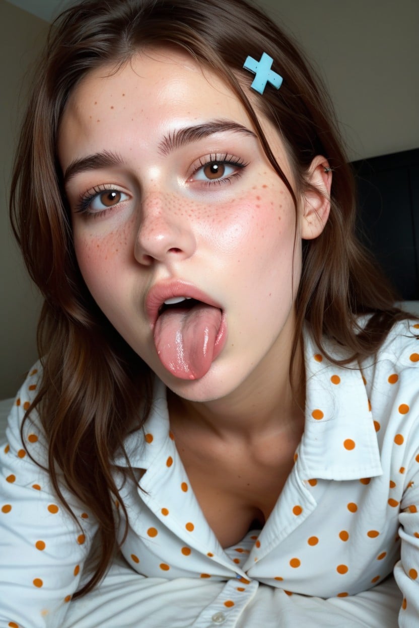 Full Body, Seductive Face, Red And White Polka Dots AI Porn