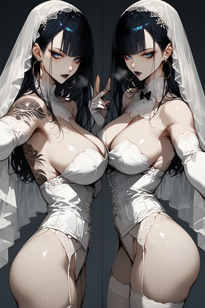 Black Nails, Pale Skin, Side By Side Hentai AI Porn